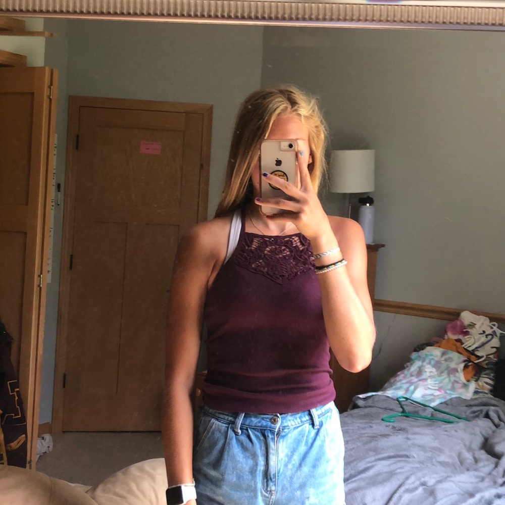 aeropostale ribbed maroon tank top
